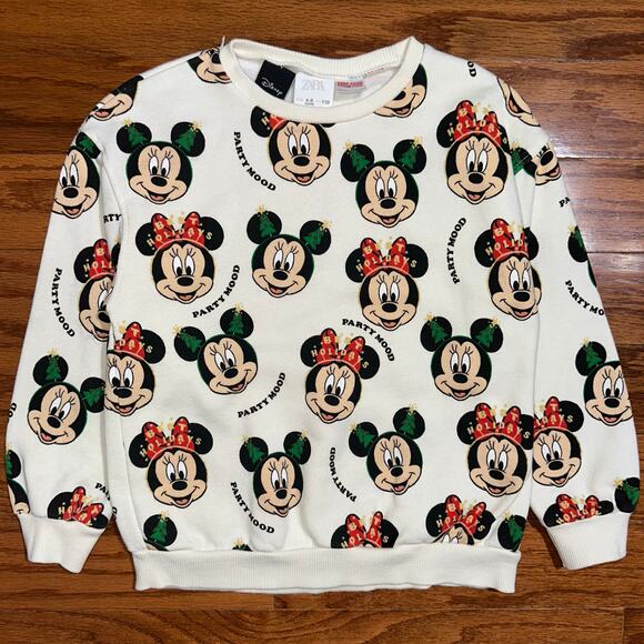 SOLD 💕Zara Disney Minnie Mouse Christmas Holiday Pullover Sweatshirt Sweater - Picture 3 of 11
